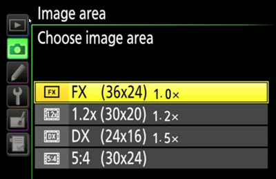 How to select image area in a DSLR camera