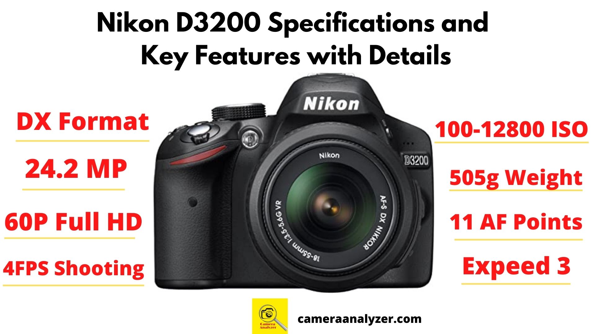 Cámara Nikon D3200 - 24.2 Megapíxeles