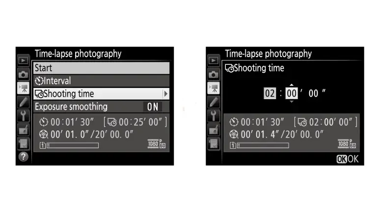 Nikon Z5 timelapse settings